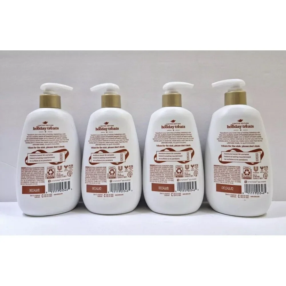 4 × Dove Pecan Butter Crunch Hand Soap Holiday Treat 12oz Ea Limited Edition Lot - Picture 2 of 2